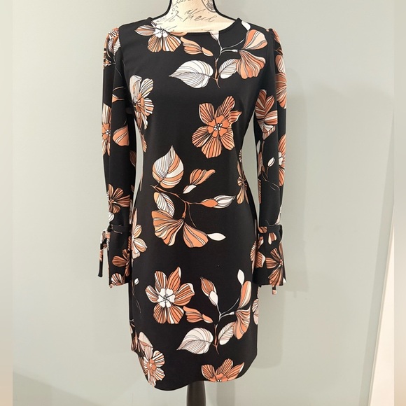 Nine West Black Dress with Orange Floral Design - Picture 1 of 6